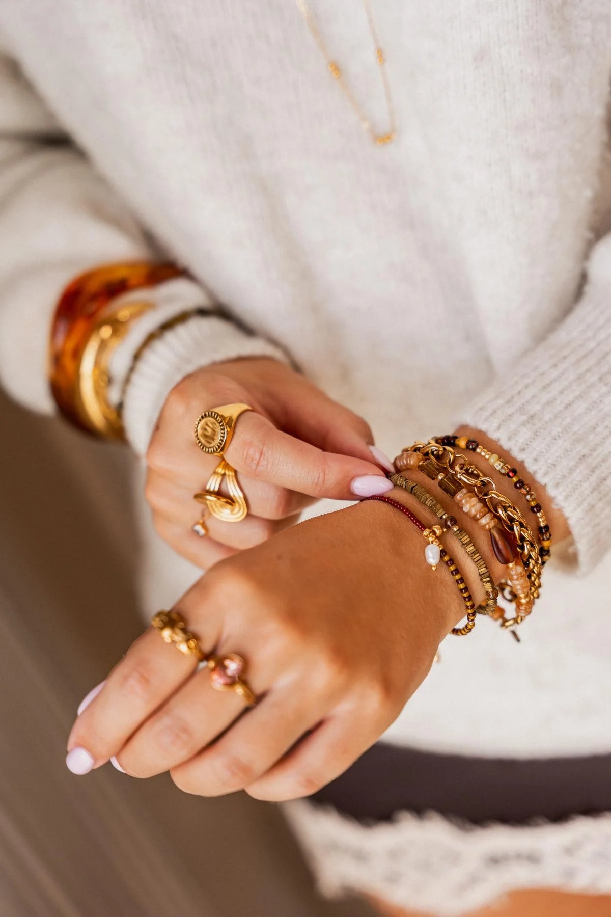 Label Kiki - oxblood bracelet gold