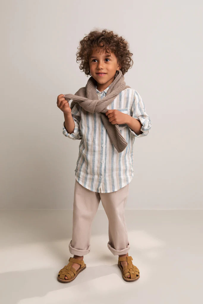 MarMar - tommy fine linen hemd - dusty blue stripe