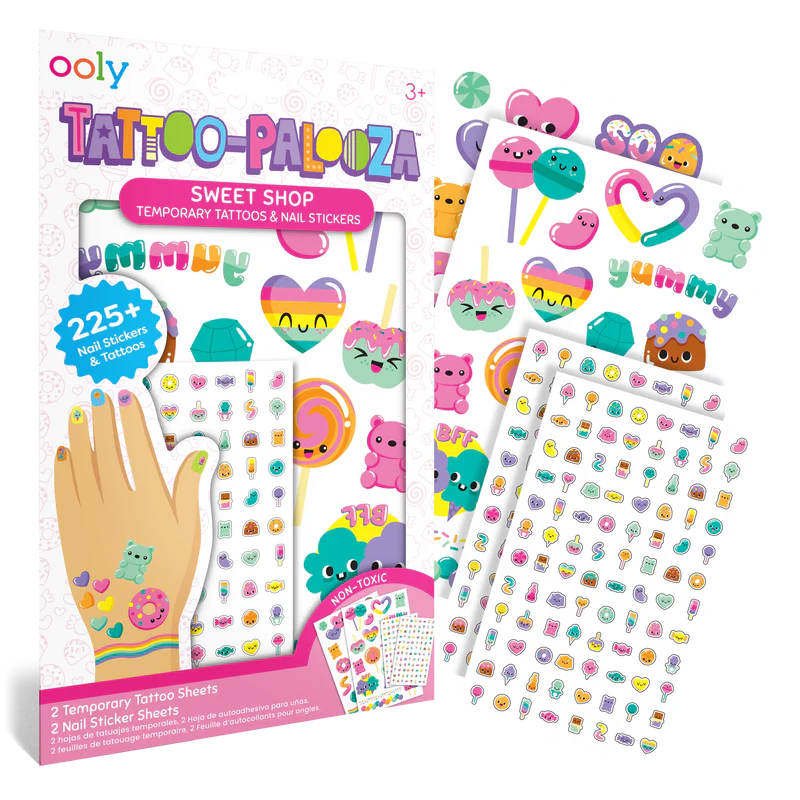 Ooly - tattoo palooza nail stickers & temporary tattoos - sweet shop