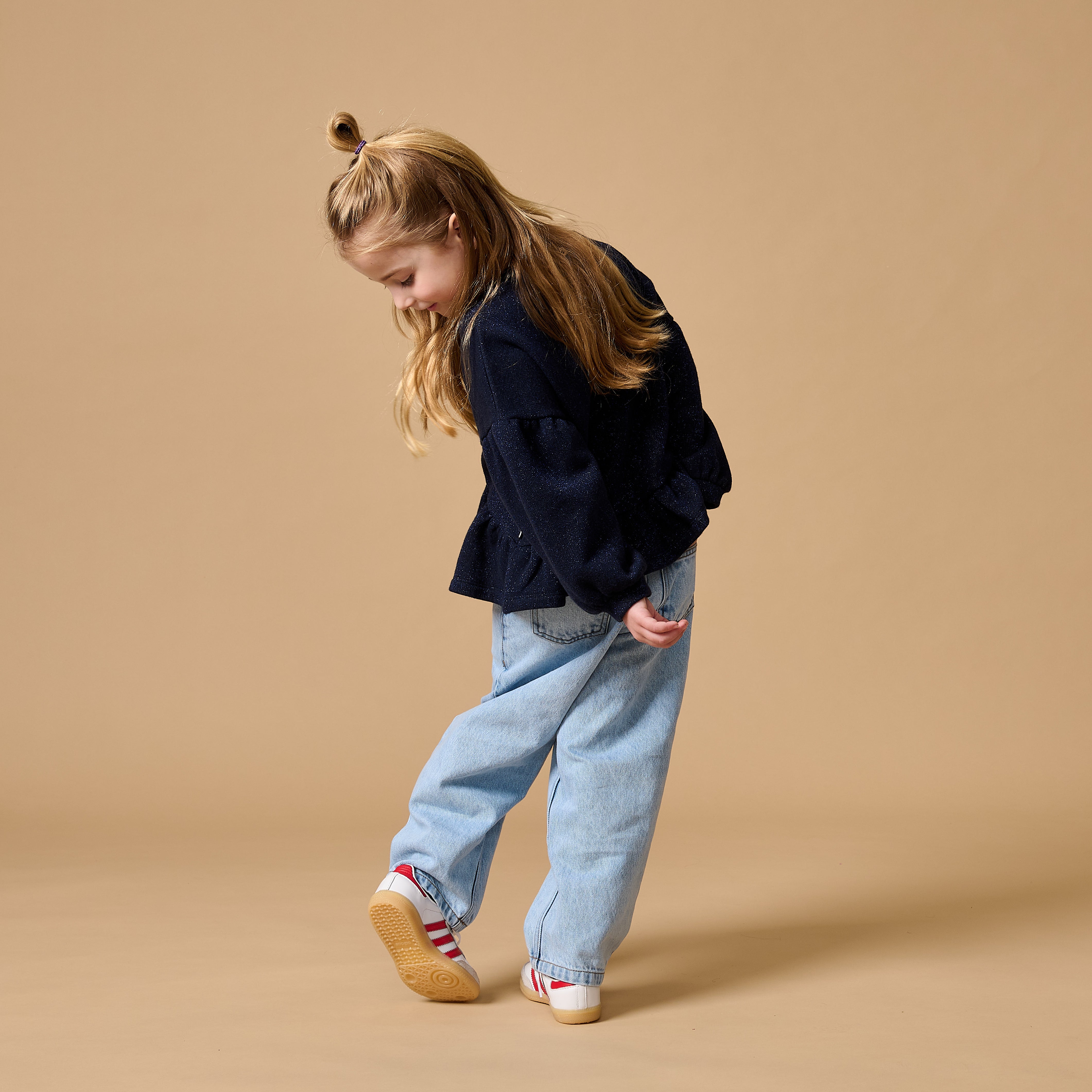 Petit Blush - ruffle sweater - blue lurex