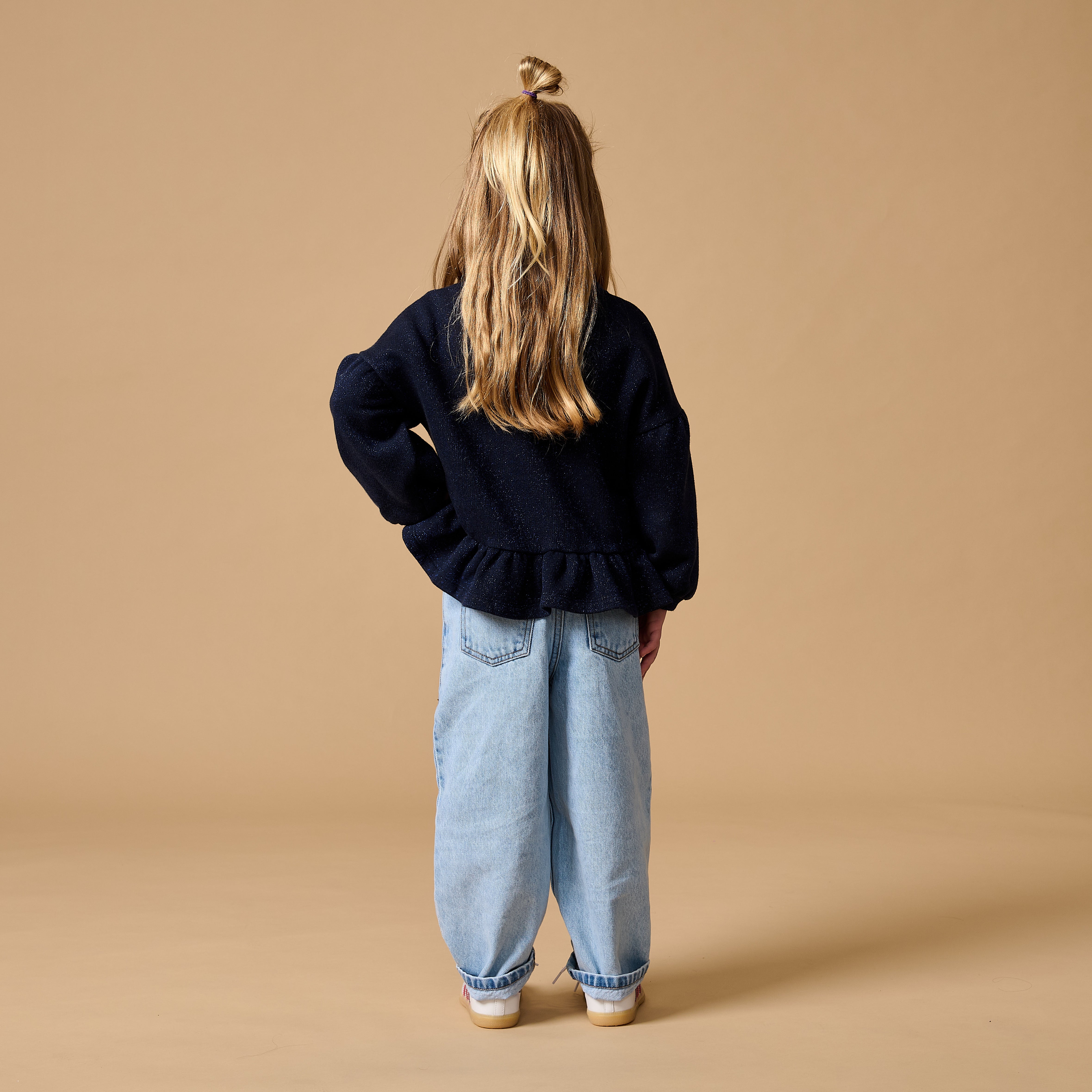 Petit Blush - ruffle sweater - blue lurex