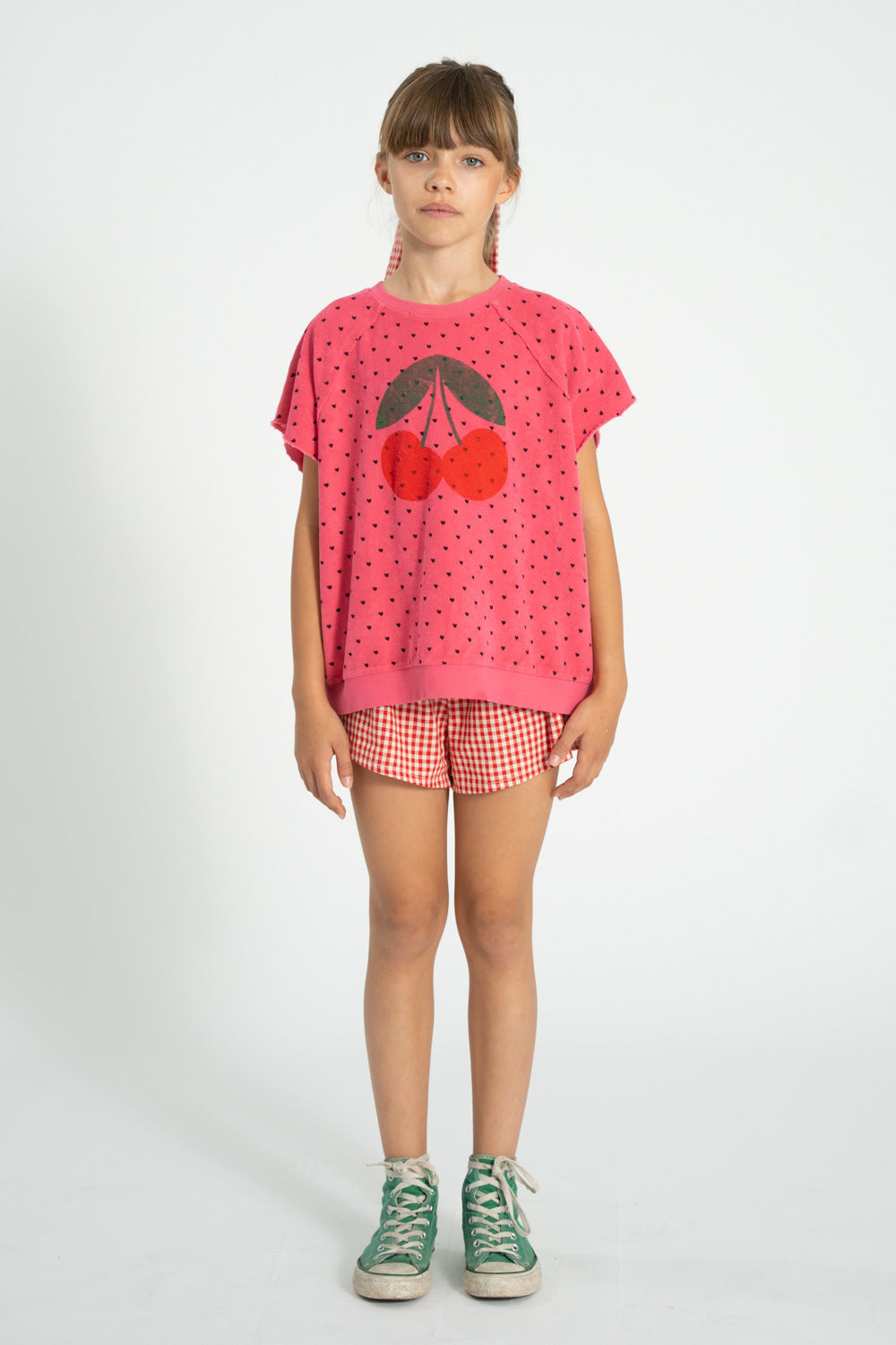 Piupiuchick - sleeveless sweatshirt - pink with cherry print
