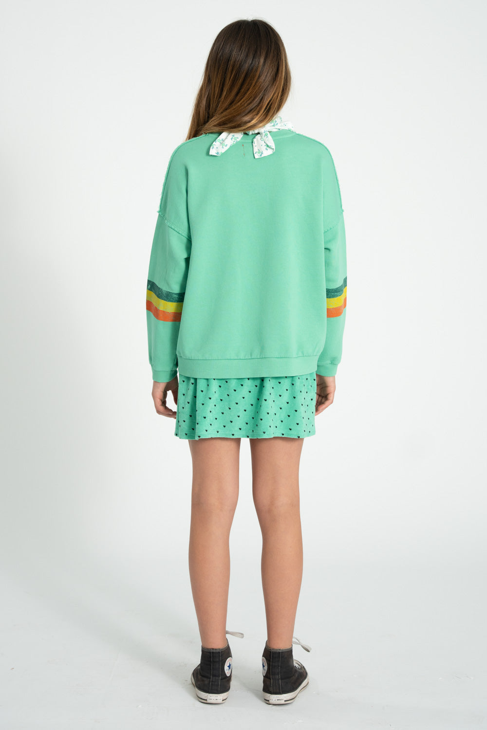 Piupiuchick - sweatshirt - green with multicolor stripes