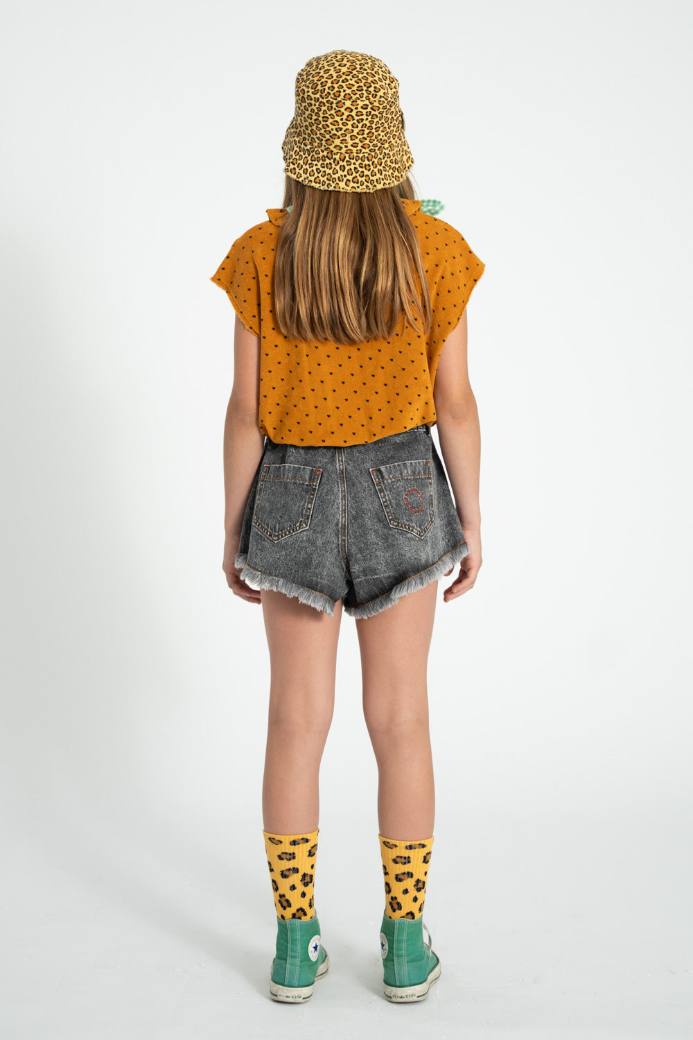 Piupiuchick - short with fringes - washed black denim