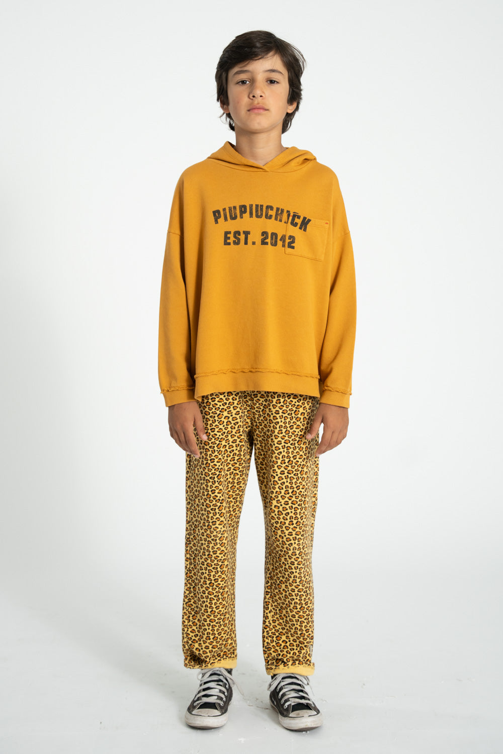 Piupiuchick - hoodie - camel with piupiuchick print