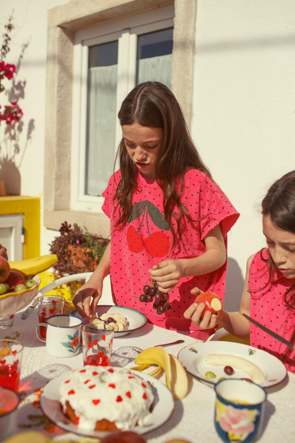 Piupiuchick - sleeveless sweatshirt - pink with cherry print
