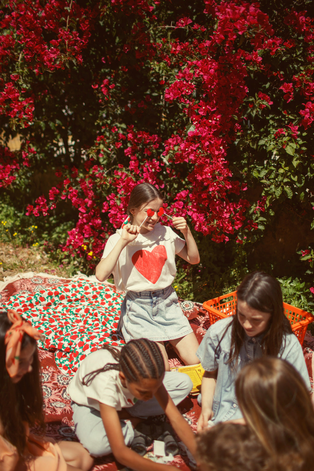 Piupiuchick - tshirt with collar - ecru with red heart