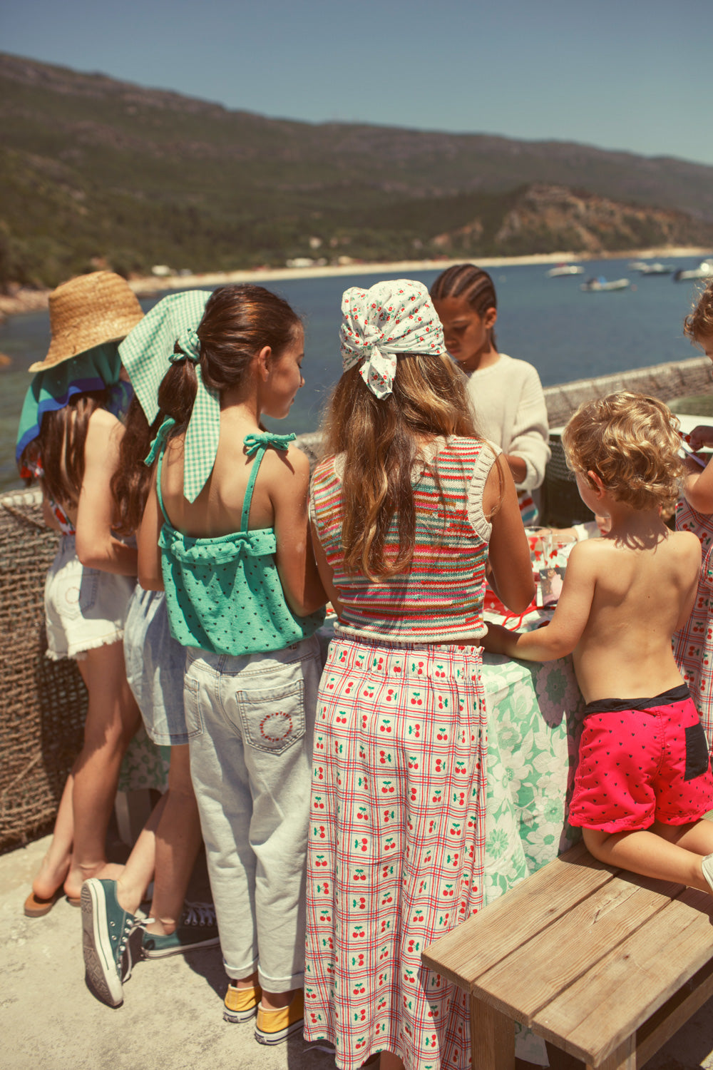 Piupiuchick - short with fringes - washed light denim