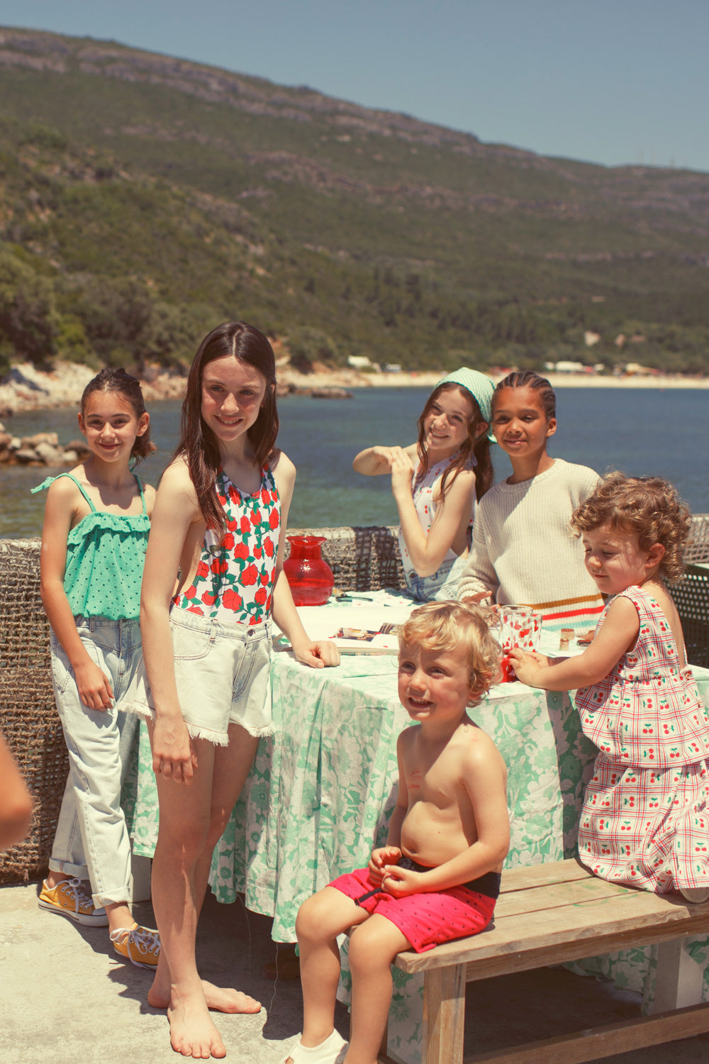 Piupiuchick - short with fringes - washed light denim