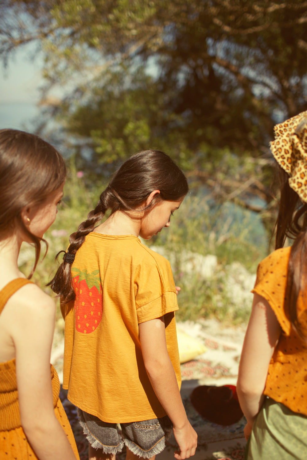 Piupiuchick - short with fringes - washed black denim