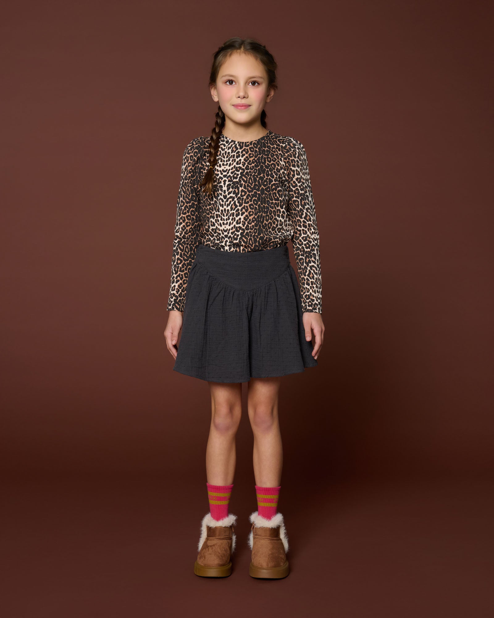 Petit Blush - puff sleeve top - leopard