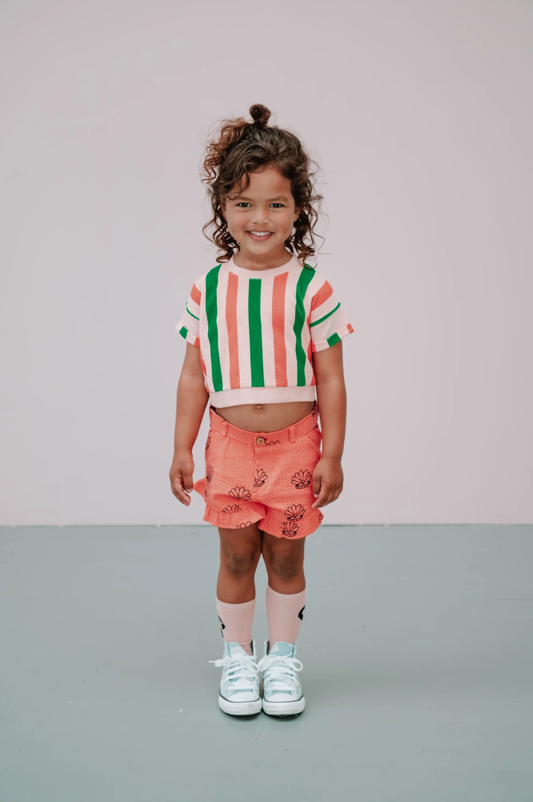 Sproet & Sprout - sweatshirt shortsleeve stripe - coral pink