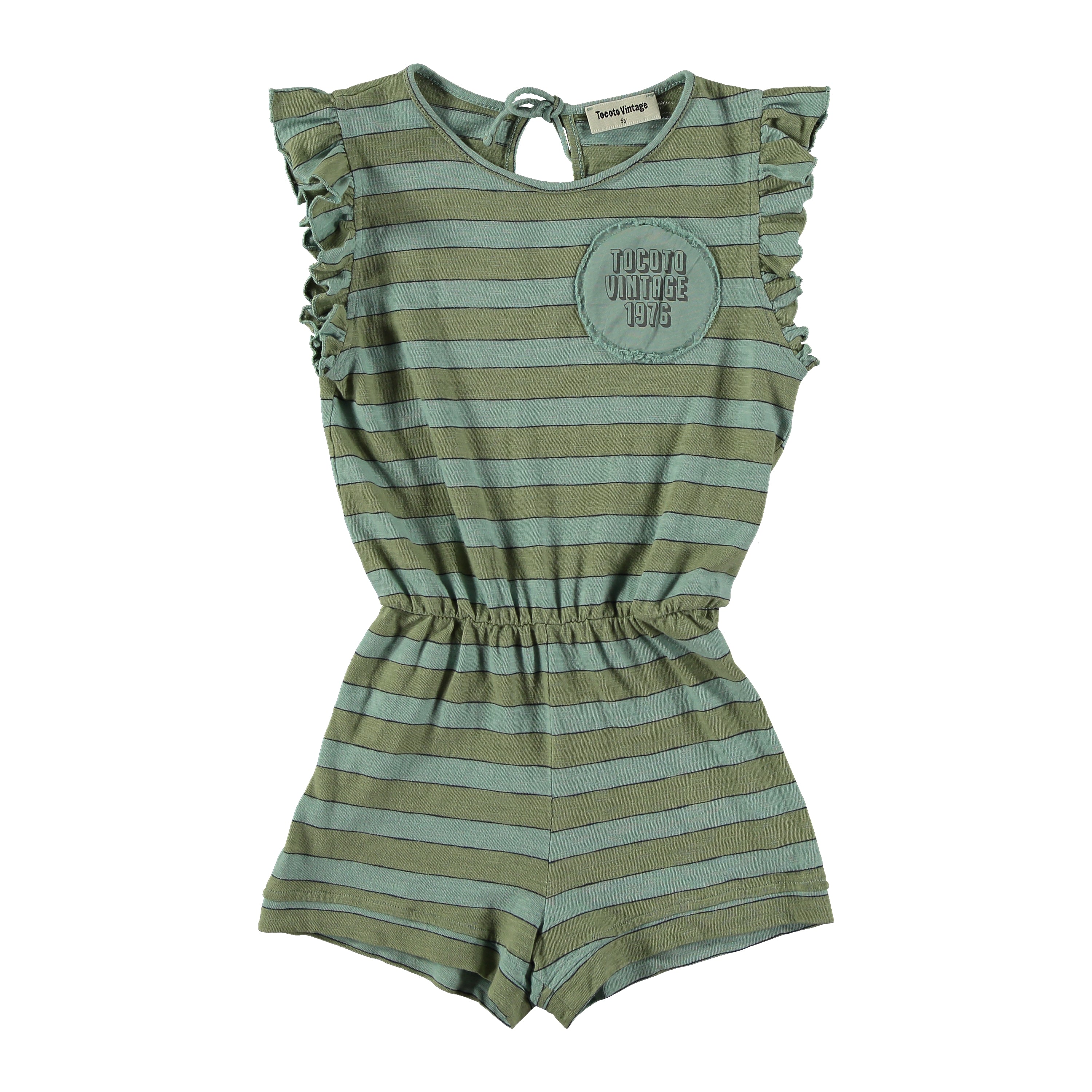 Tocoto Vintage - short retro jumpsuit with ruffles - green