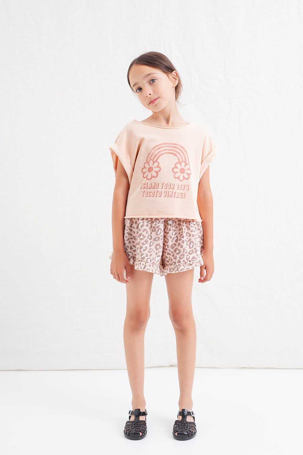 Tocoto Vintage - island tour printed pluche top - pink
