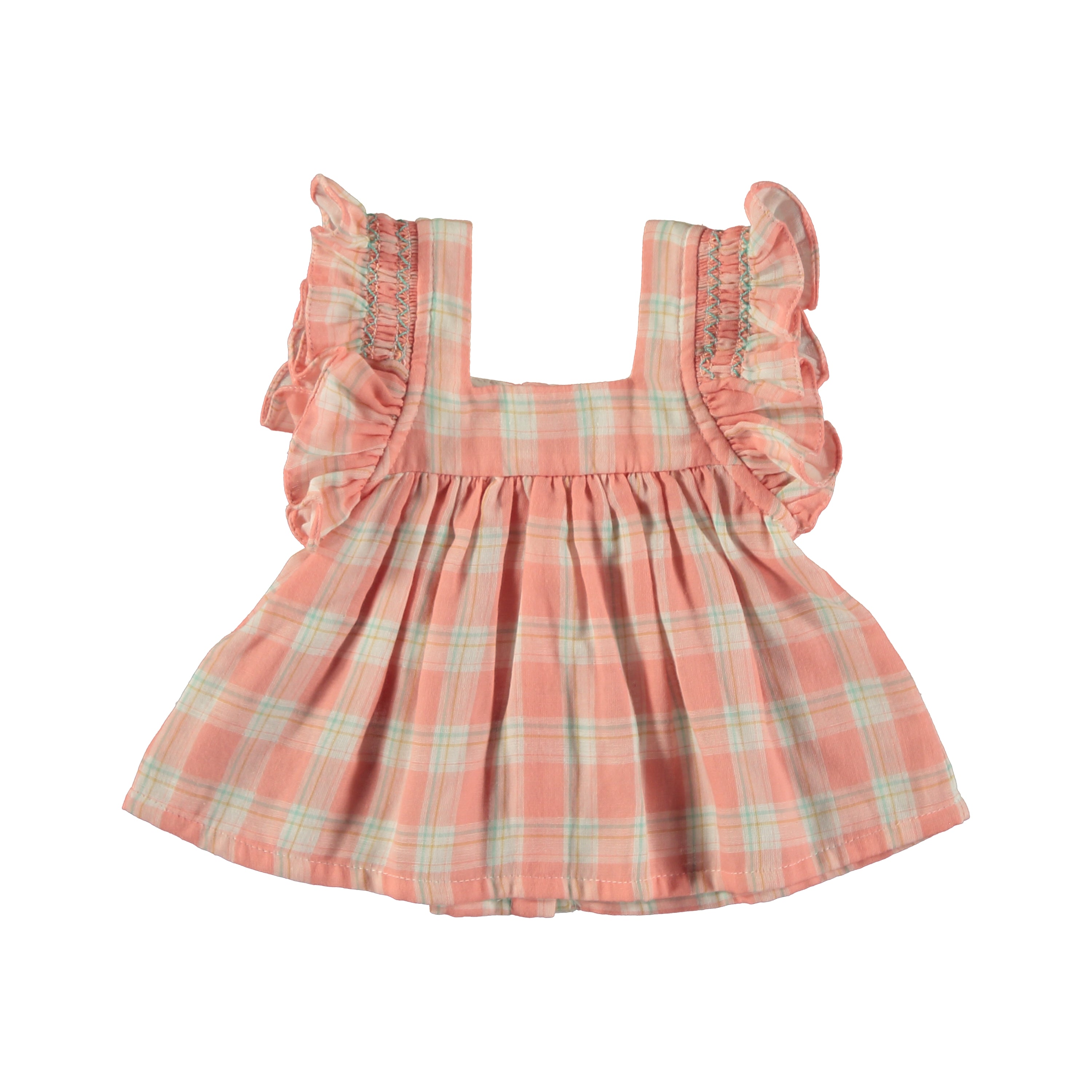 Tocoto Vintage - blouse with checks and buttons - pink