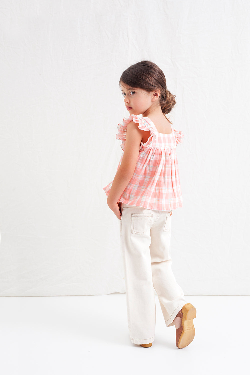 Tocoto Vintage - blouse with checks and buttons - pink