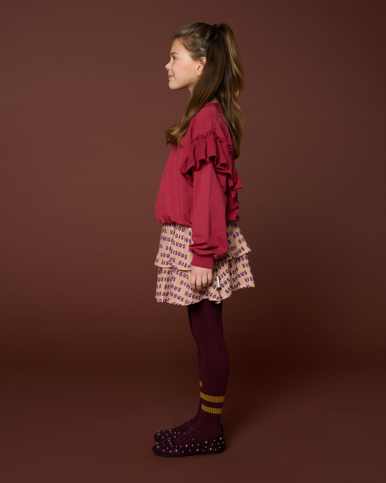 Petit Blush - sweater ruffles - garnet