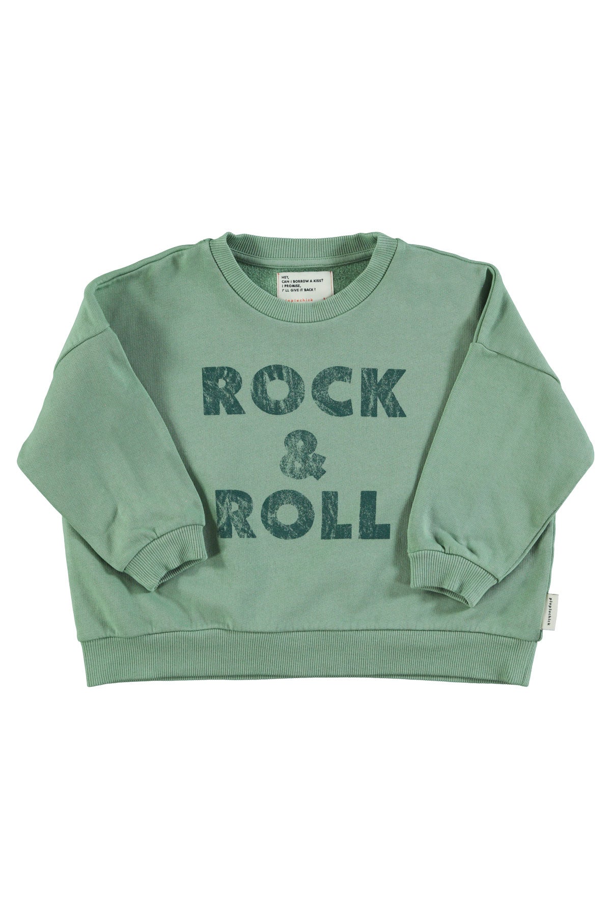 Piupiuchick - sweatshirt - green with rock & roll print