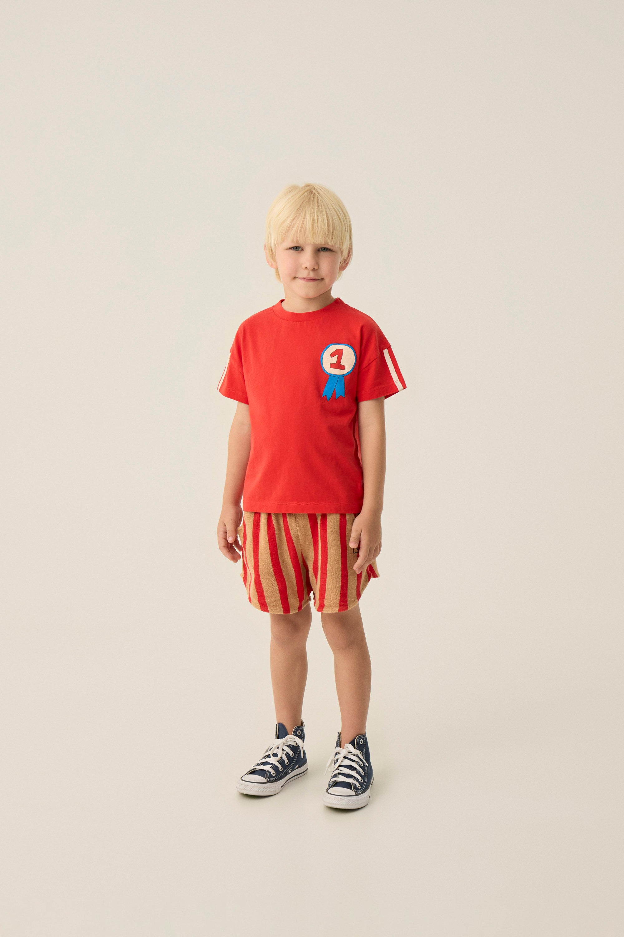 The Campamento - red stripes shorts - camel