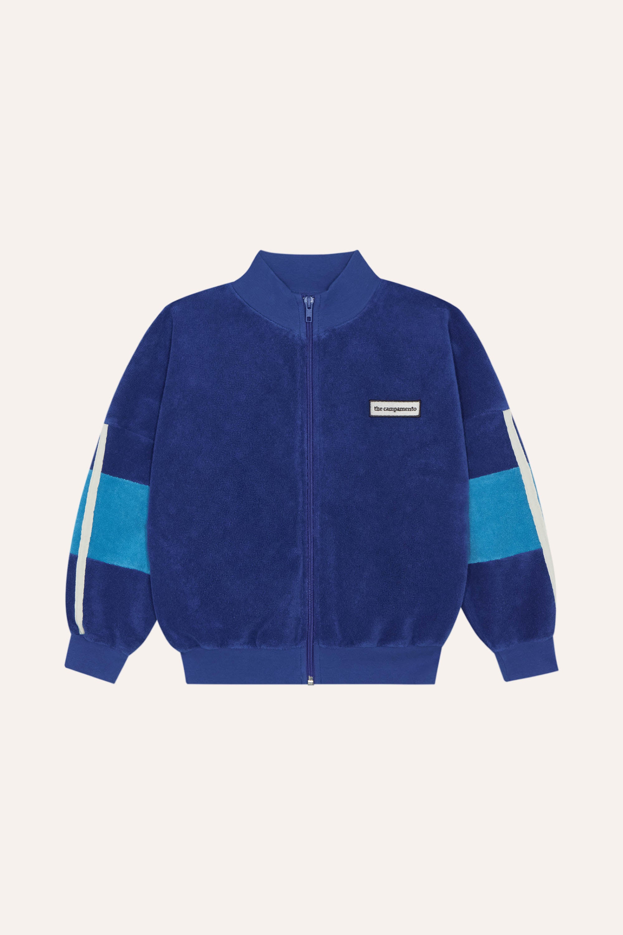 The Campamento - blue color block zipped sweatshirt - blue