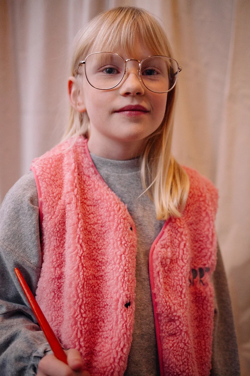 Sproet & Sprout - loose teddy gilet - bloom