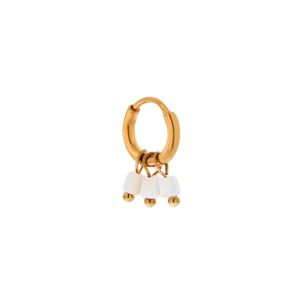 Label Kiki - white blossom hoop gold