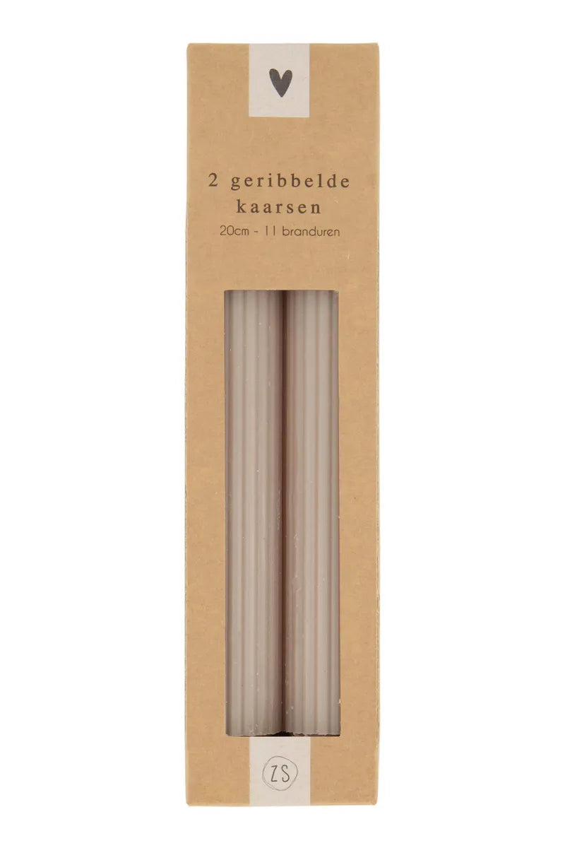 Zusss - geribbelde kaarsen 20cm - leem