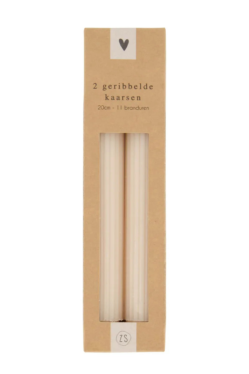 Zusss - geribbelde kaarsen 20cm - poederroze