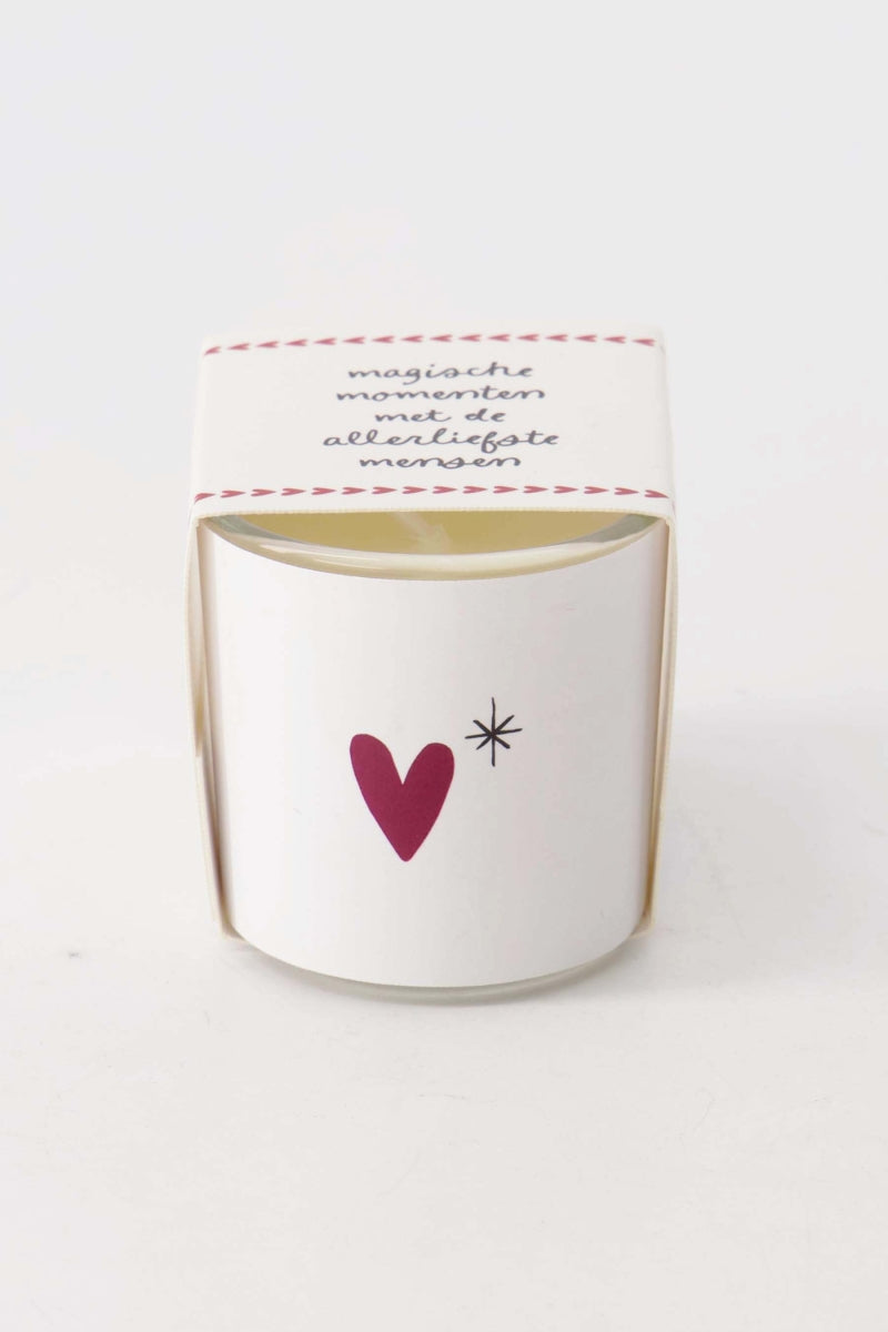 Zusss - geurkaars in wikkel hartje - wit/rood