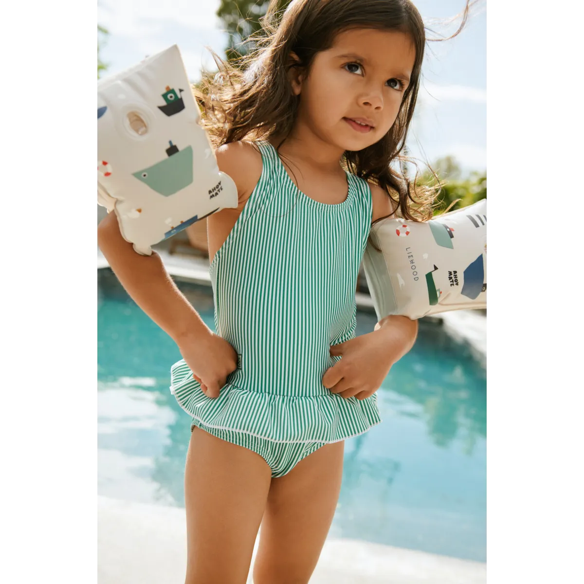 Liewood - amara stripe swimsuit - bright garden / creme de la creme