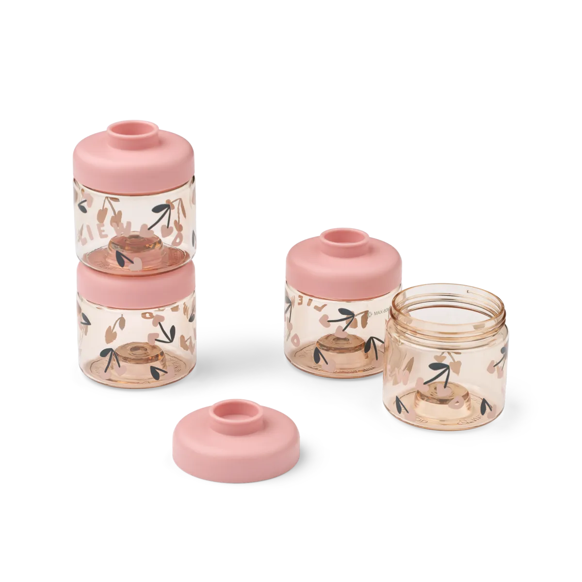 Liewood - dominique food tritan boxes 100ml 4 pack - cherry heart / rosey
