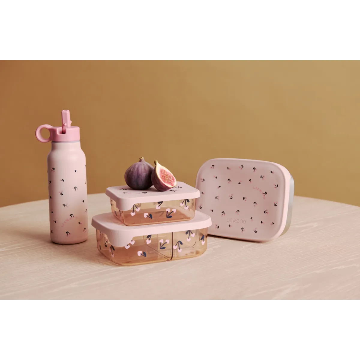 Liewood - falk water bottle - mini cherry heart / rosey