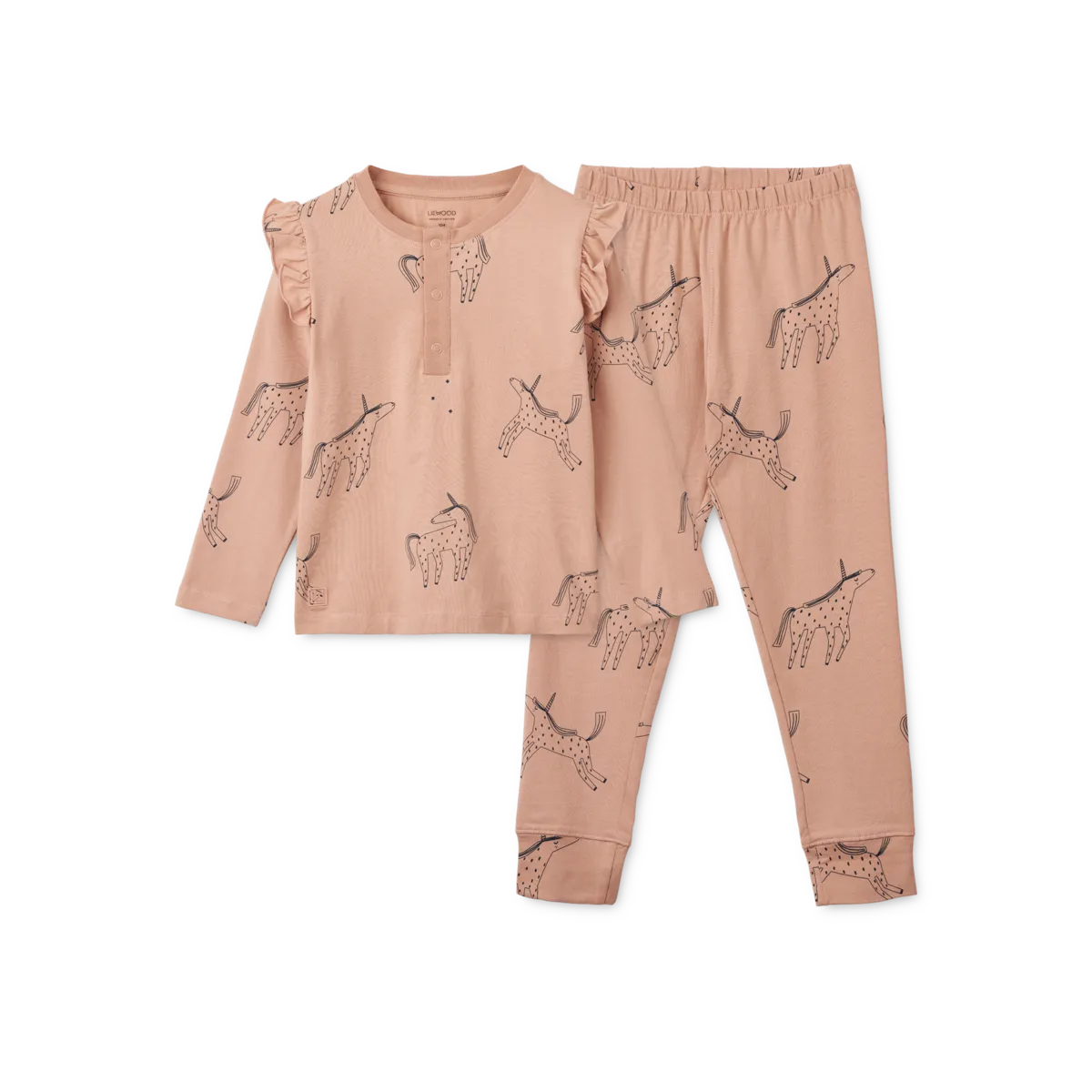 Liewood - wilhelm printed frill pyjamas set - unicorn / pale