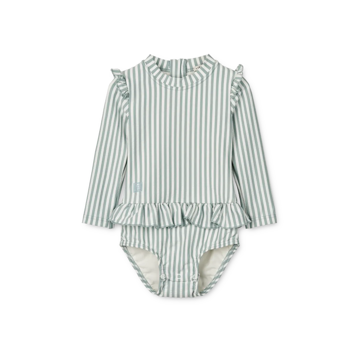 Liewood - sille baby seersucker swimsuit - sea blue / white