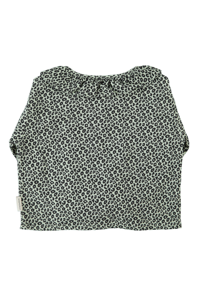 Piupiuchick - blouse with round collar - mint green with animal print