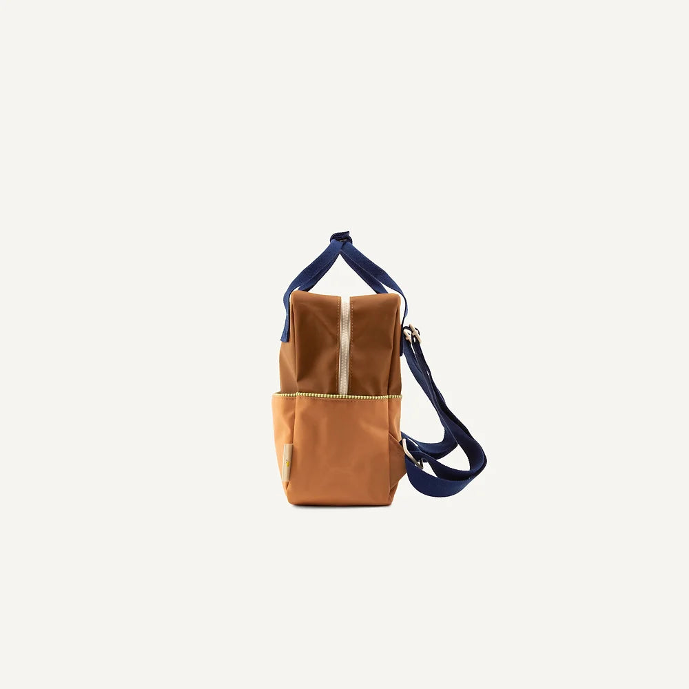 Sticky Lemon - rugzak small - colourblocking brown + morning sky