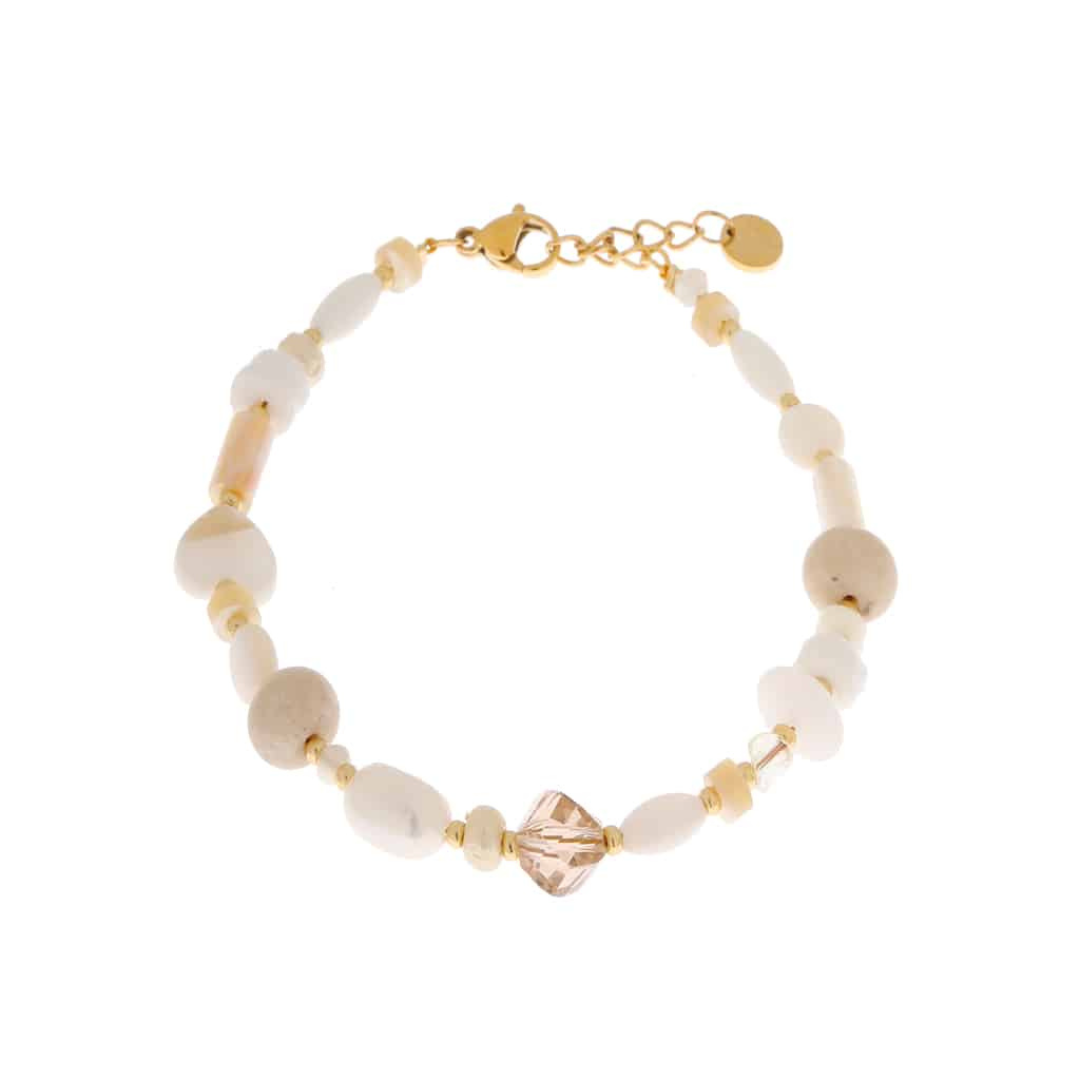 Label Kiki - white beach bracelet gold