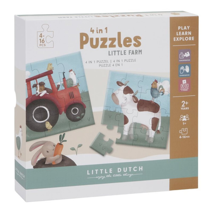 Little Dutch - 4 in 1 puzzel - little farm
