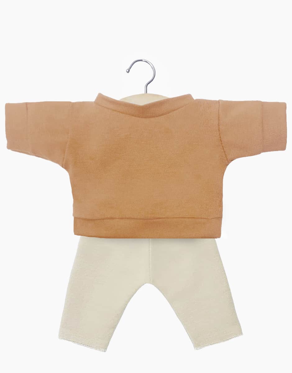 Minikane baby - poppenkleertjes - setje bruin/linnen