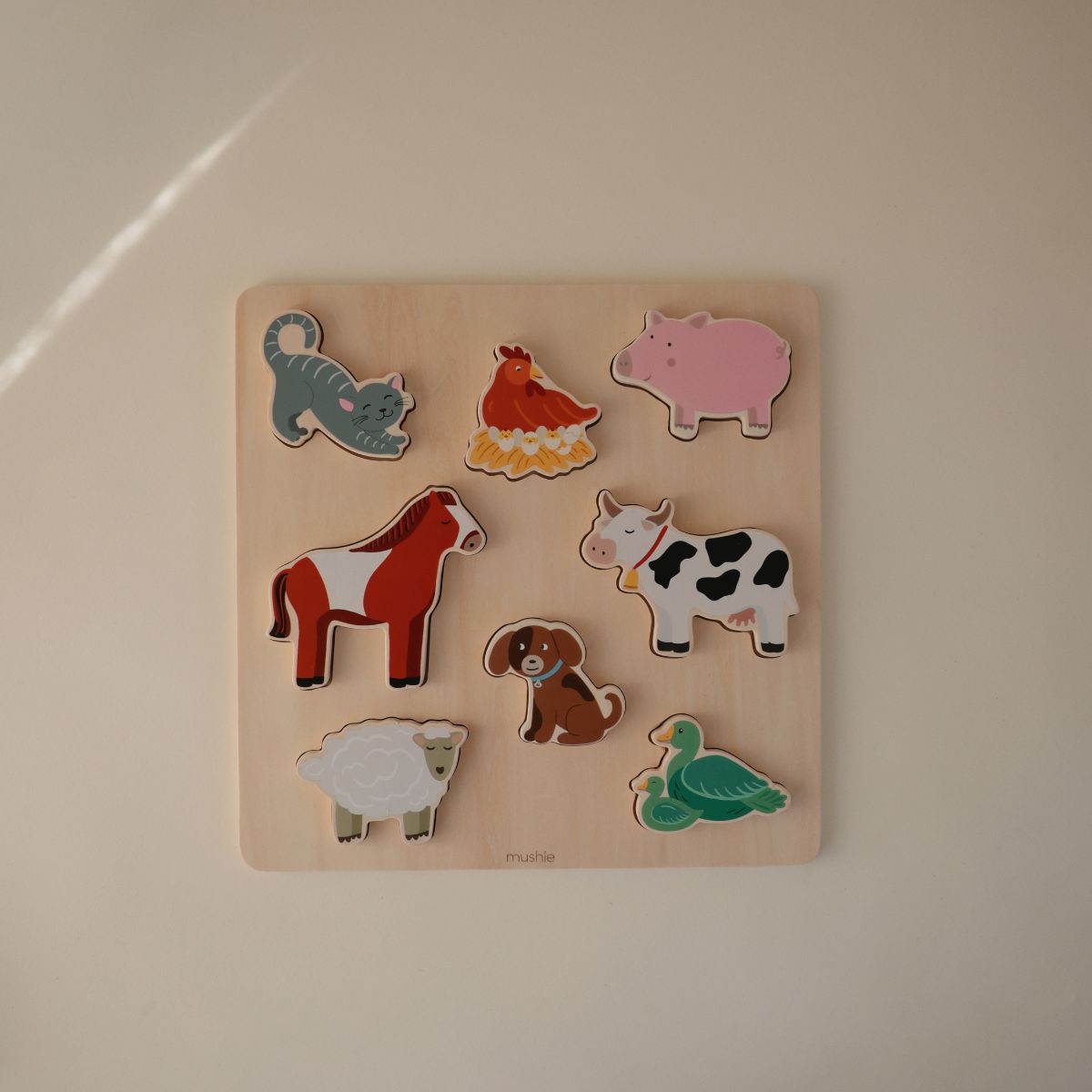 Mushie - houten inlegpuzzel - boerderij