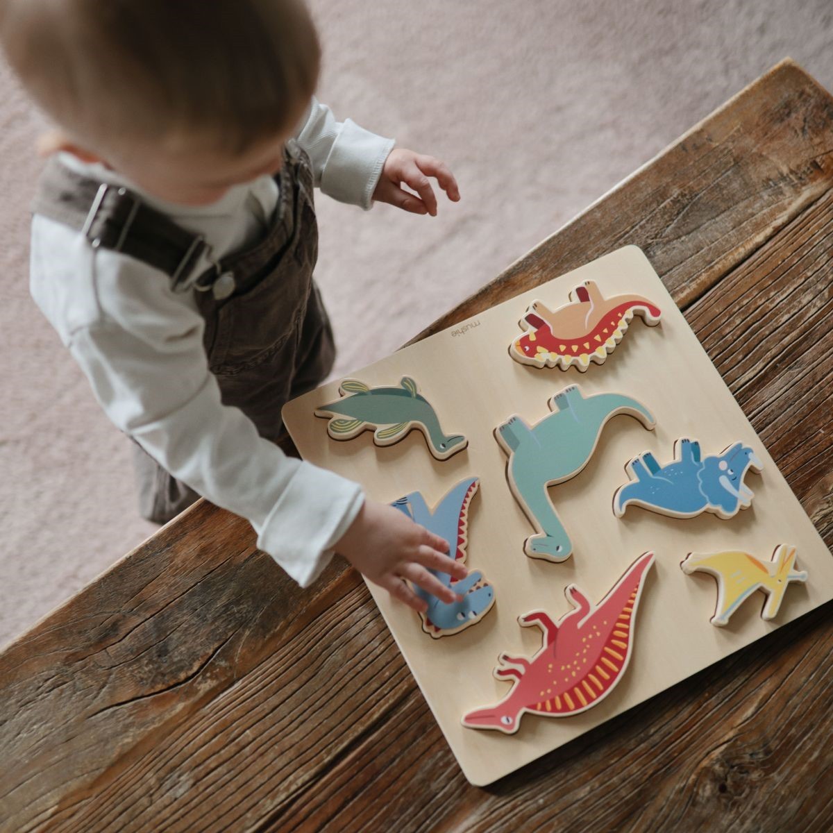 Mushie - houten inlegpuzzel - dino