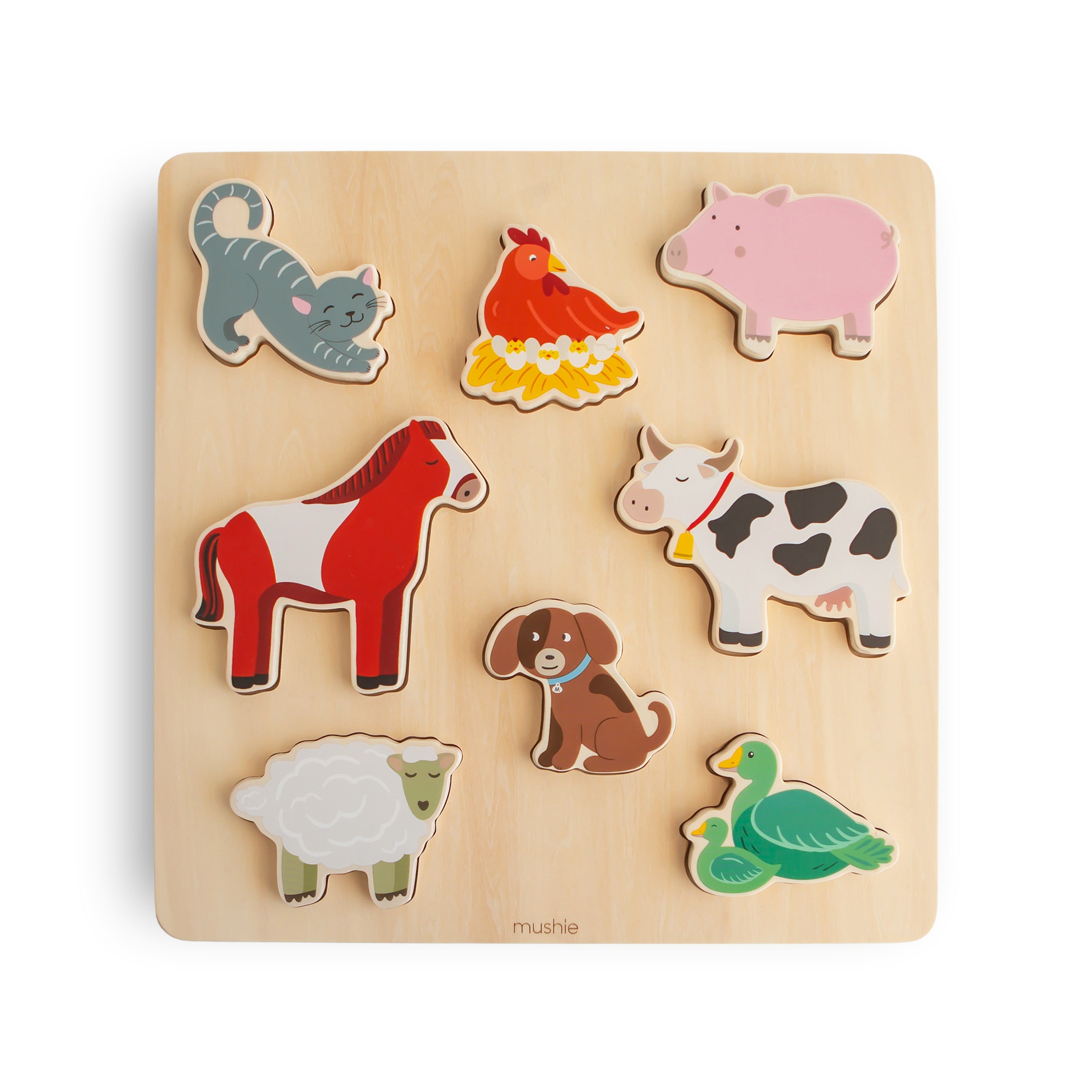 Mushie - houten inlegpuzzel - boerderij