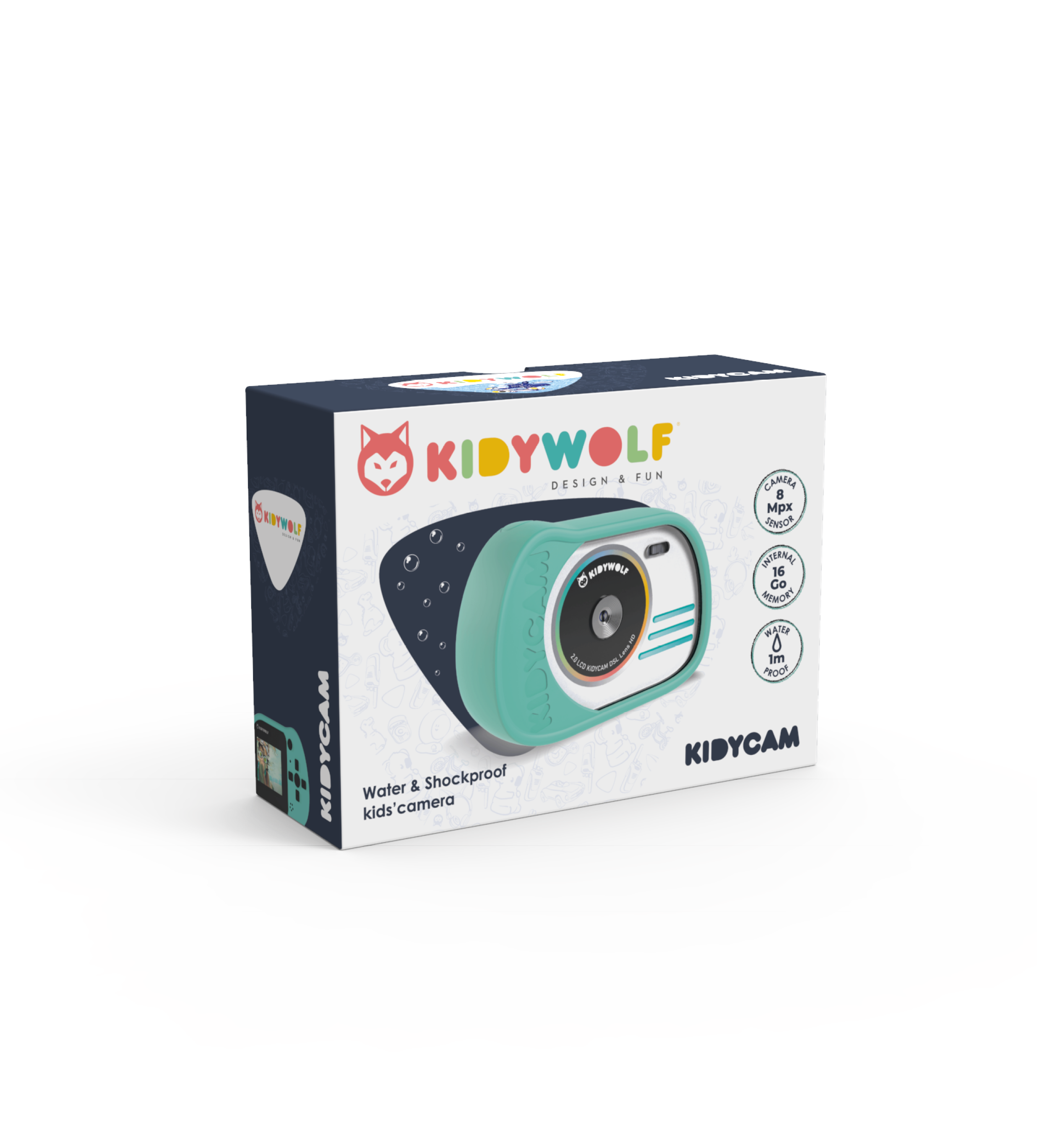 Kidywolf - kidycam waterdichte camera - cyaan