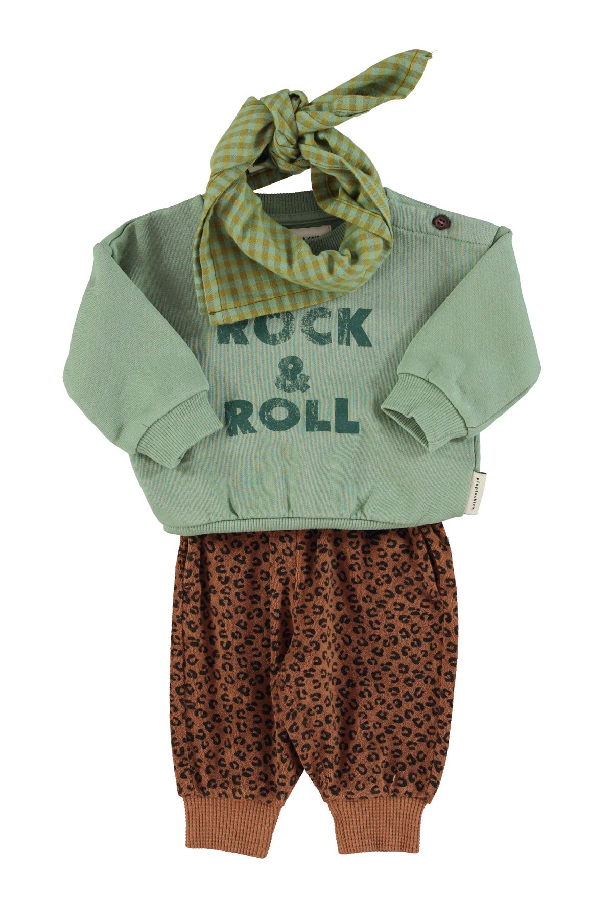 Piupiuchick - sweatshirt - green with rock & roll print