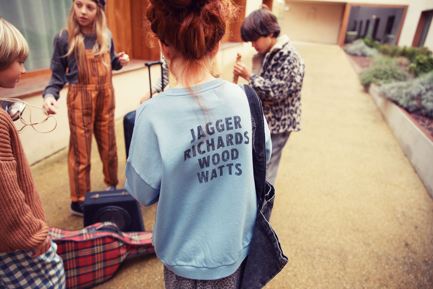 Piupiuchick - sweatshirt - blue with rock stars print