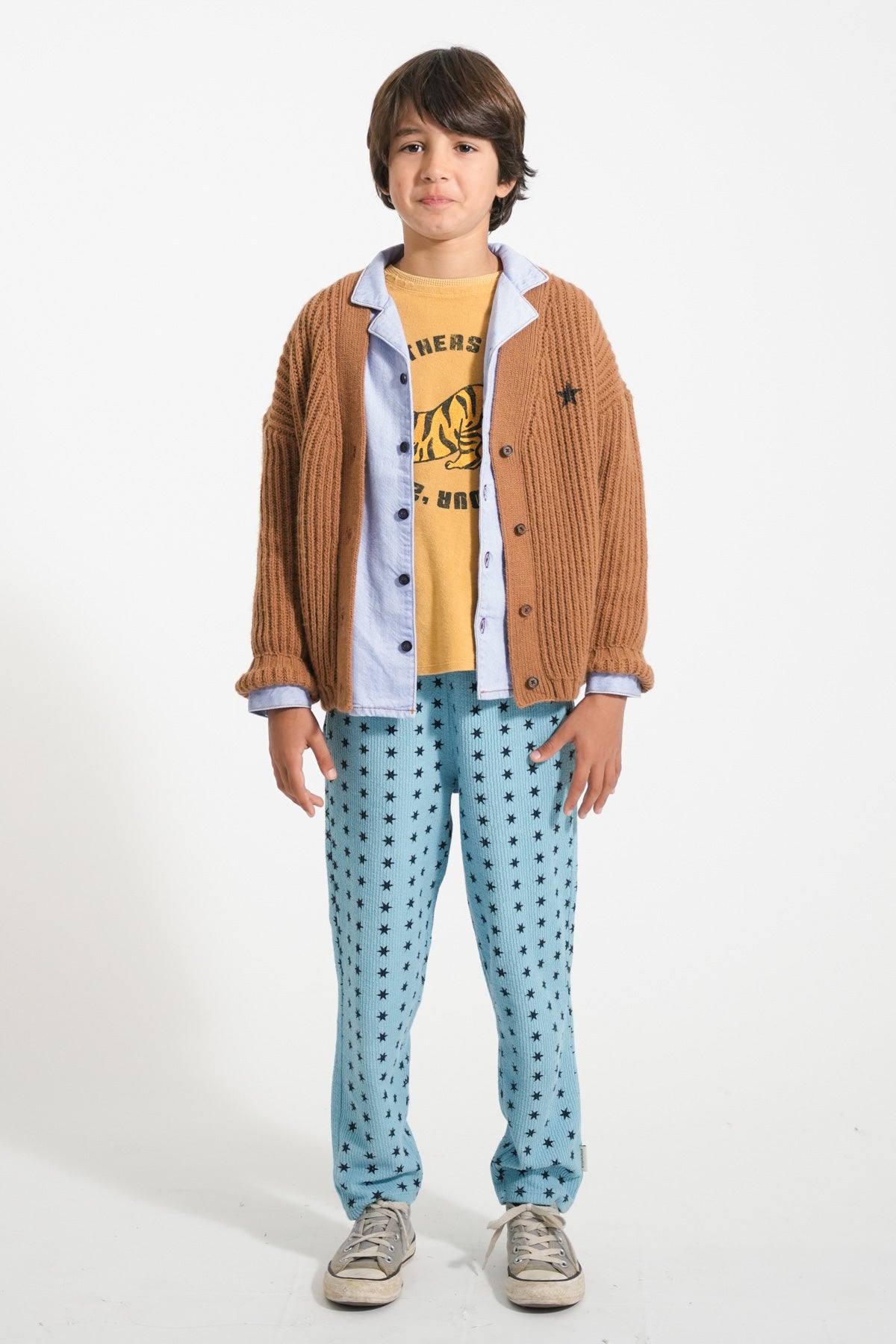 Piupiuchick - knitted cardigan - brown with band & crew only print