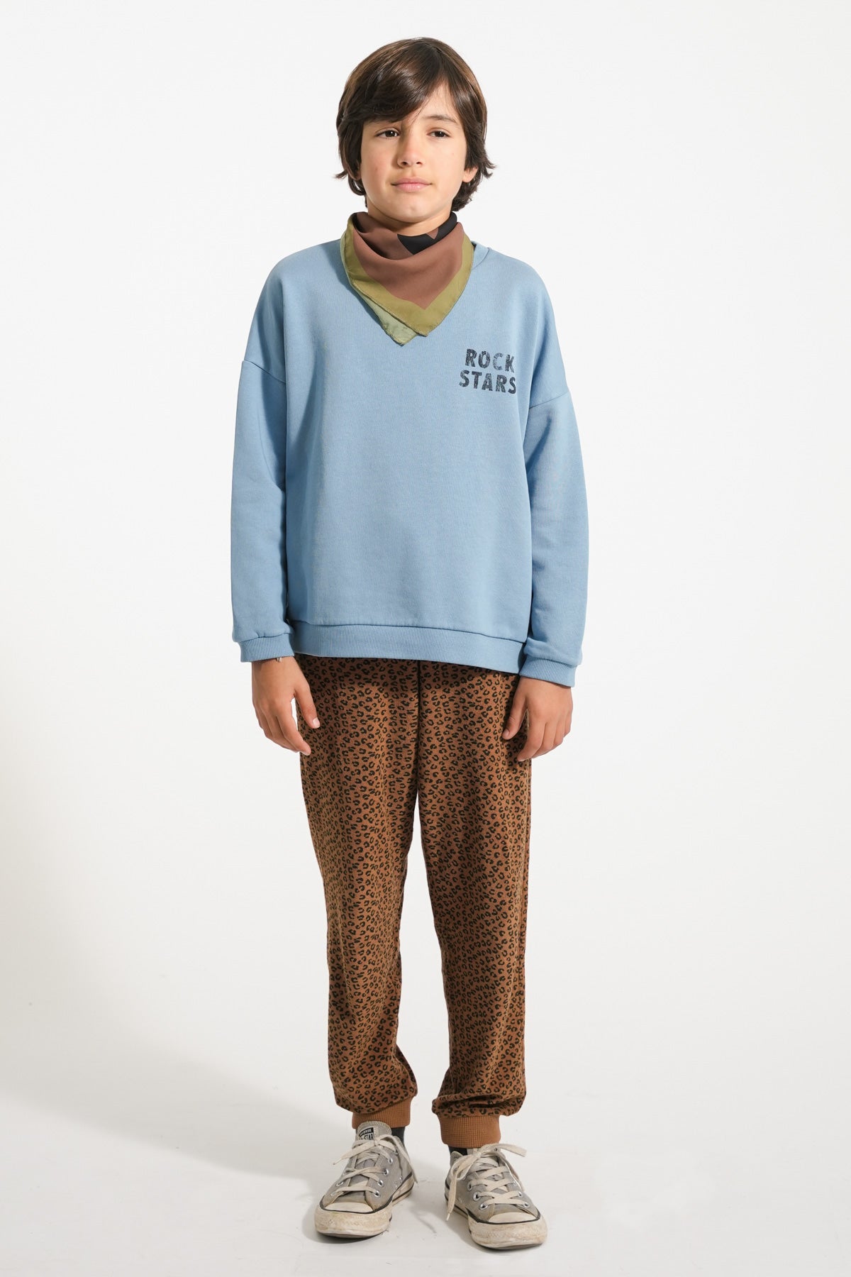 Piupiuchick - sweatshirt - blue with rock stars print