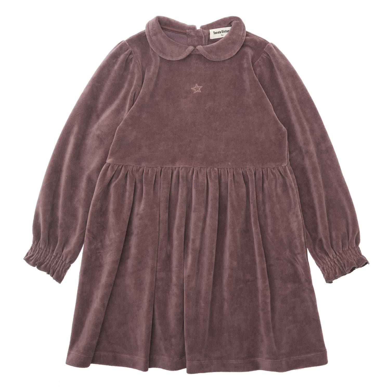 Tocoto Vintage - kid velvet dress - plum
