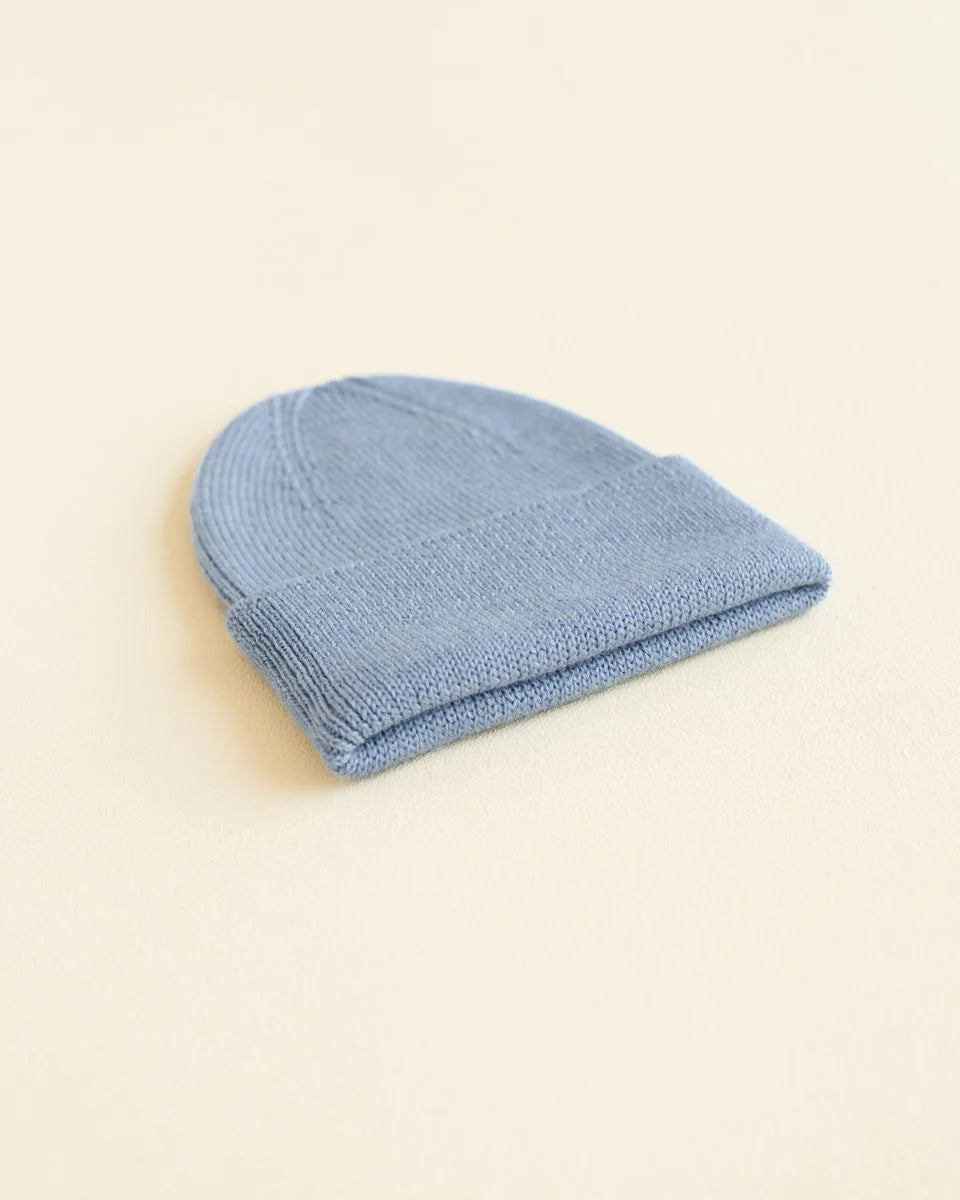 Hvid - beanie fonzie newborn - light blue
