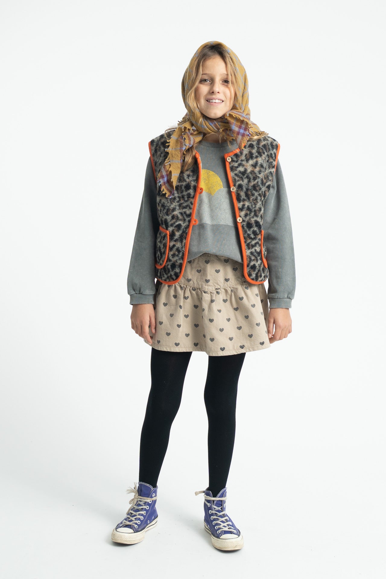 Piupiuchick - short skirt - beige with black hearts